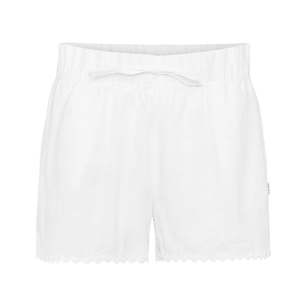 Bølget Lin Shorts med Søt Detalj