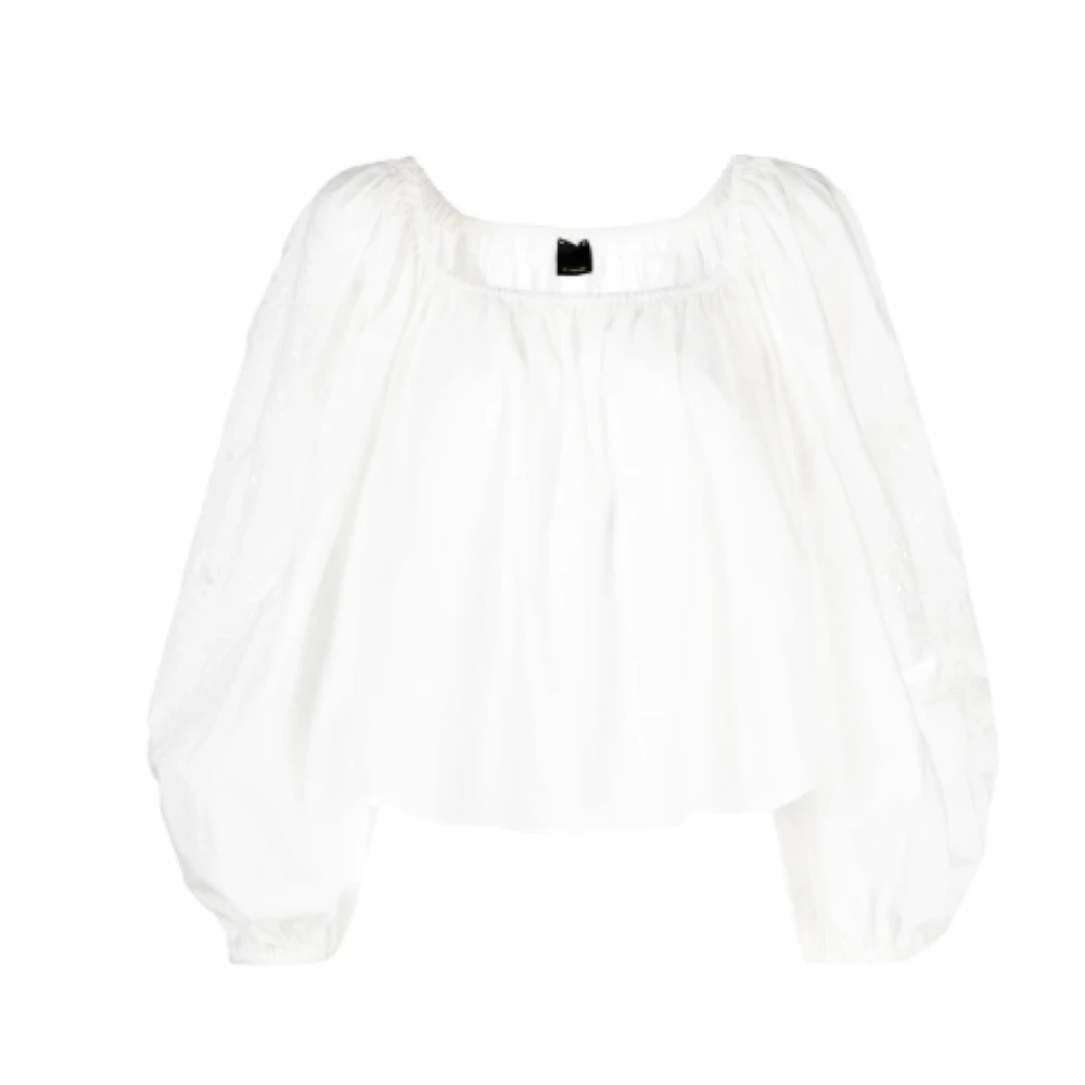 Pinko Witte Broderie Anglaise Puff Sleeve Shirt White Dames