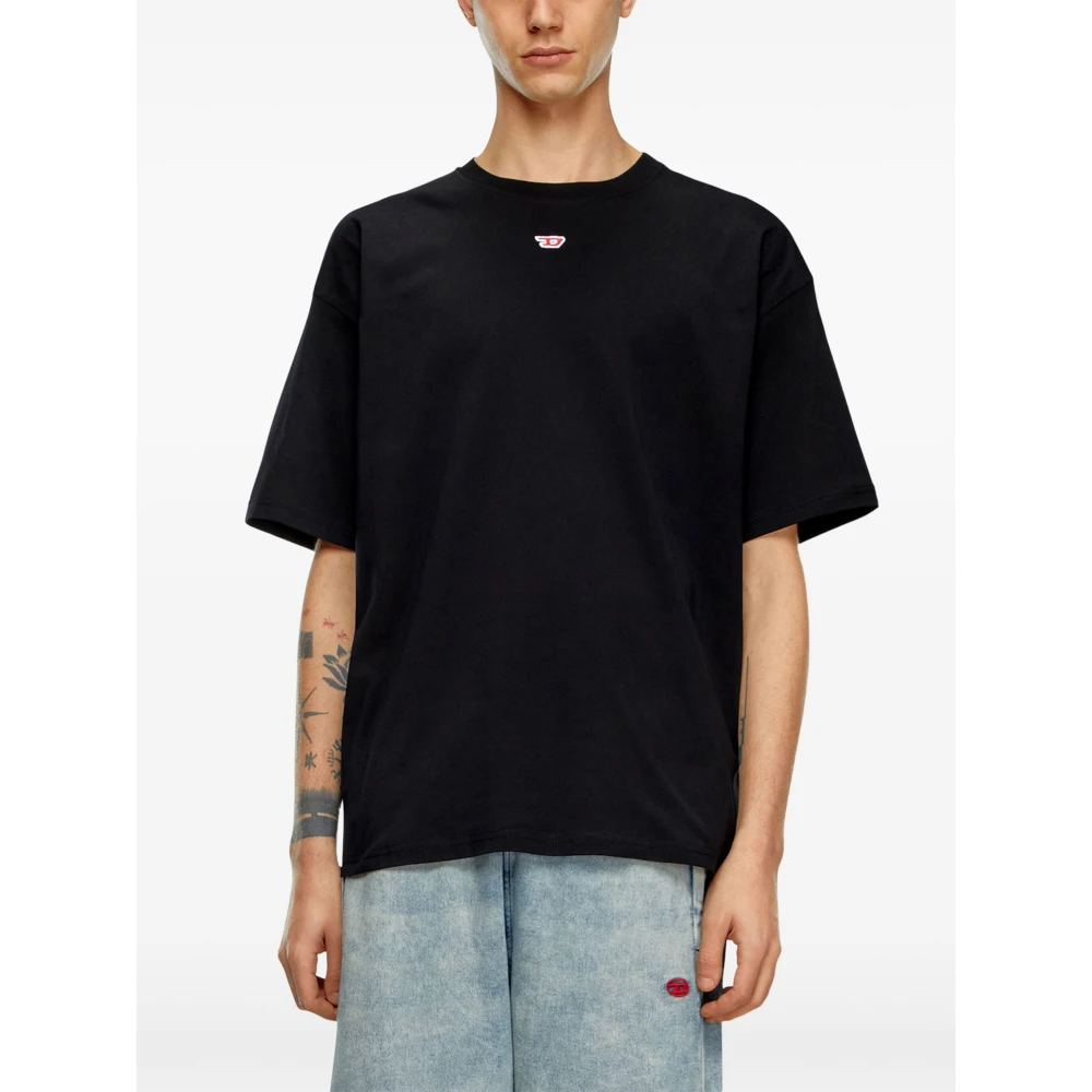 Diesel Zwarte T-shirts en Polos met D-patch Black Heren
