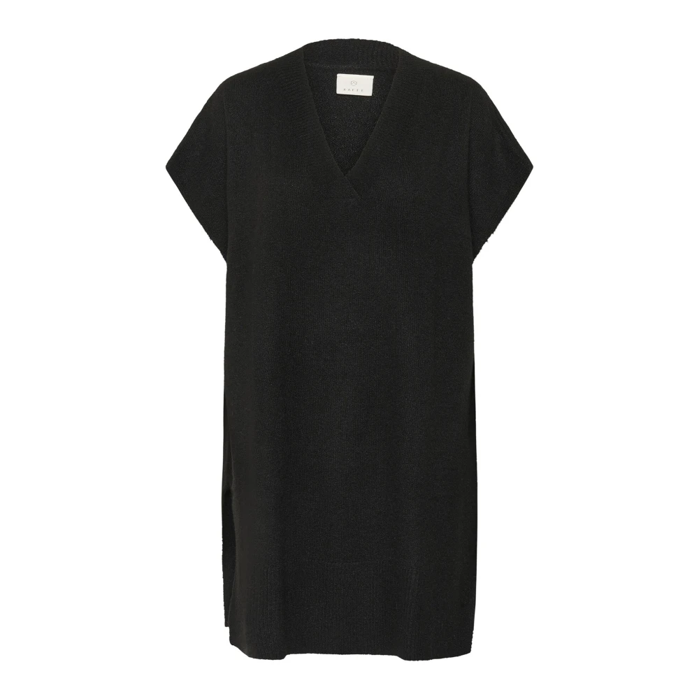 Kaffe Zwart Diep Gebreide Poncho Black Dames