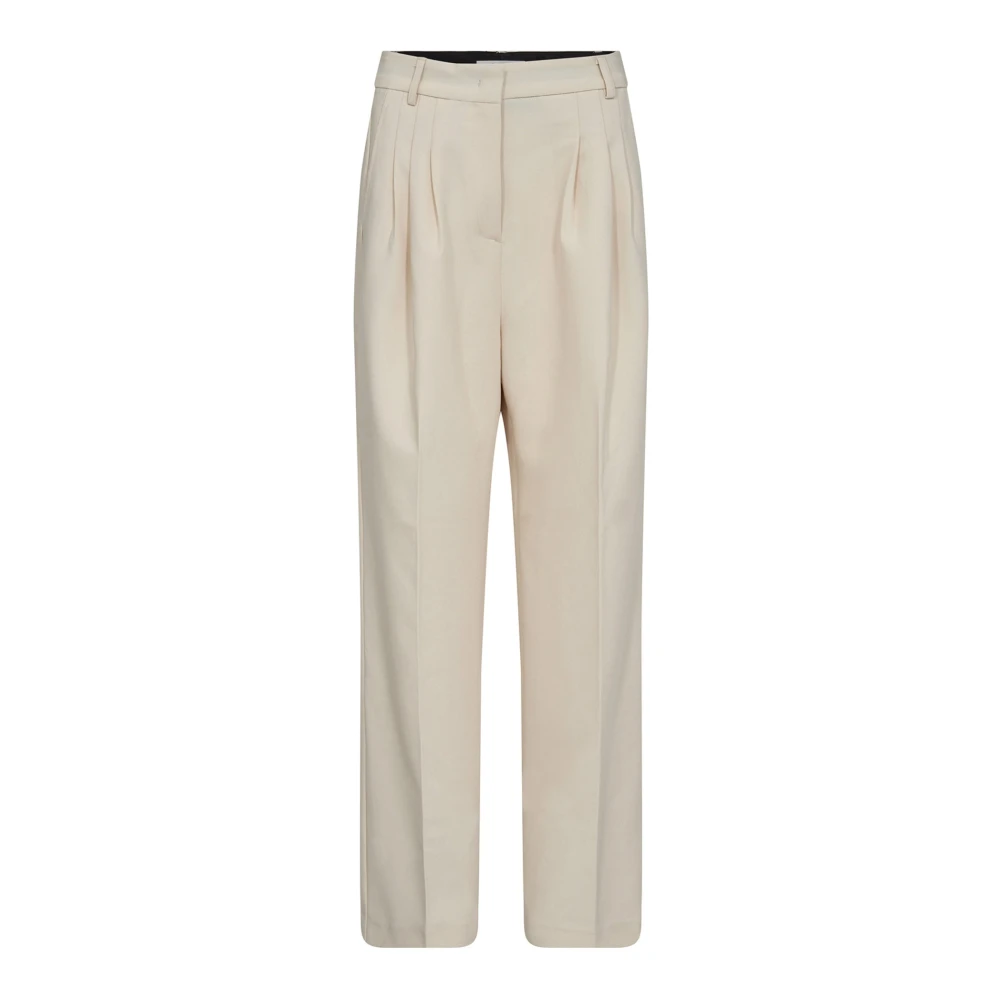 Co'couture Beige Straight Trousers, Female, Xl, Volacc Long Pleat Pant