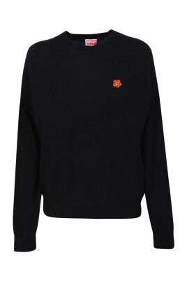 pull-en-laine-noire-avec-motif-boke-flower