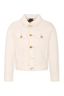Ivory Denim Jacka med Logo Patch