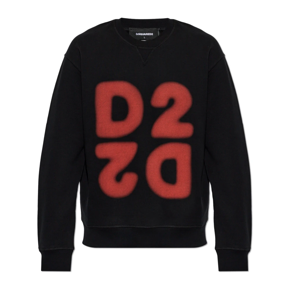 DSquared2 Men's D2 Logo Cotton Crew-Neck Sweatshirt - Black/Red - L - Image 2