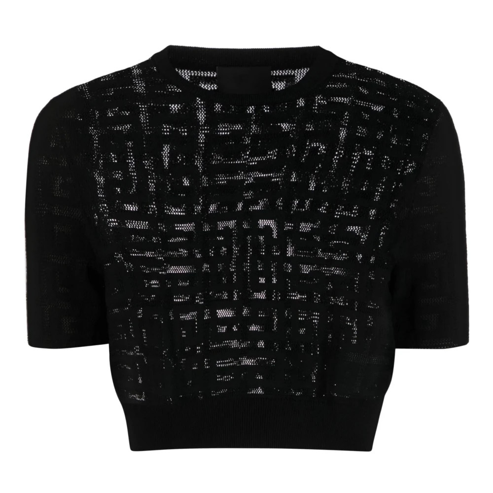 Givenchy Zwart Jacquard Gebreid 4G Motief Shirt Black Dames