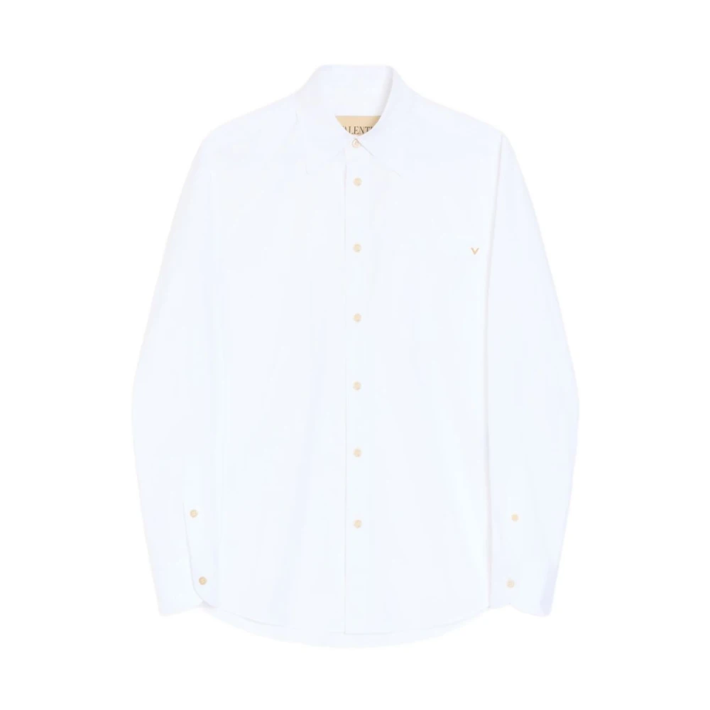Valentino Garavani White Oxford Cotton Shirt With Vgold - Male - Formal Shirts - L - Shirts