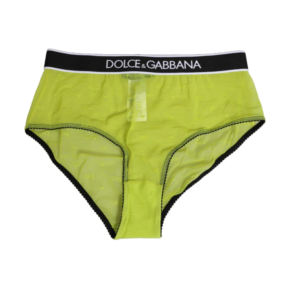 Dolce & Gabbana Women's Yellow Green Logo Waistband Brief Panty - Underpants - S - Underwear