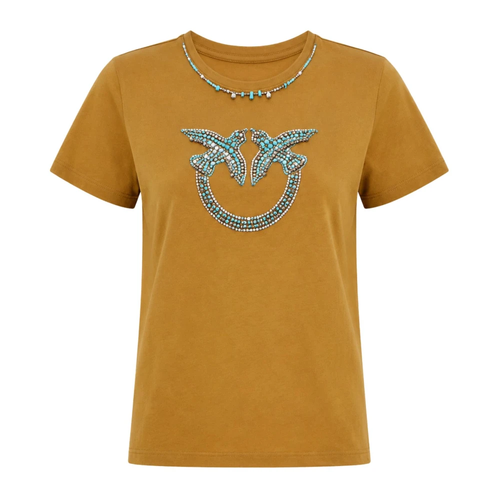 Pinko Women's Brown T-Shirts, S, Fidenza T-Shirt