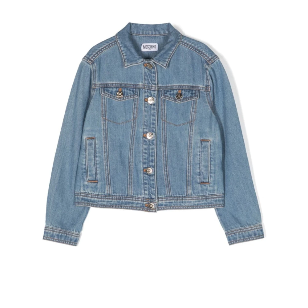Moschino Blue Light Jackets, Female, 14 Y, Bomber Jacket For Kids
