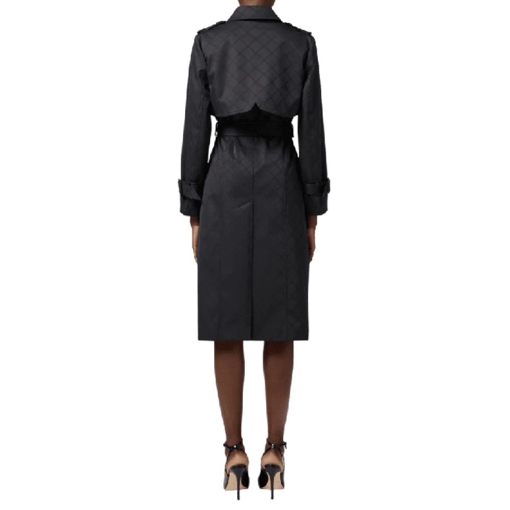 Elisabetta Franchi Jacquard Technische Stof Trenchcoat Black Dames