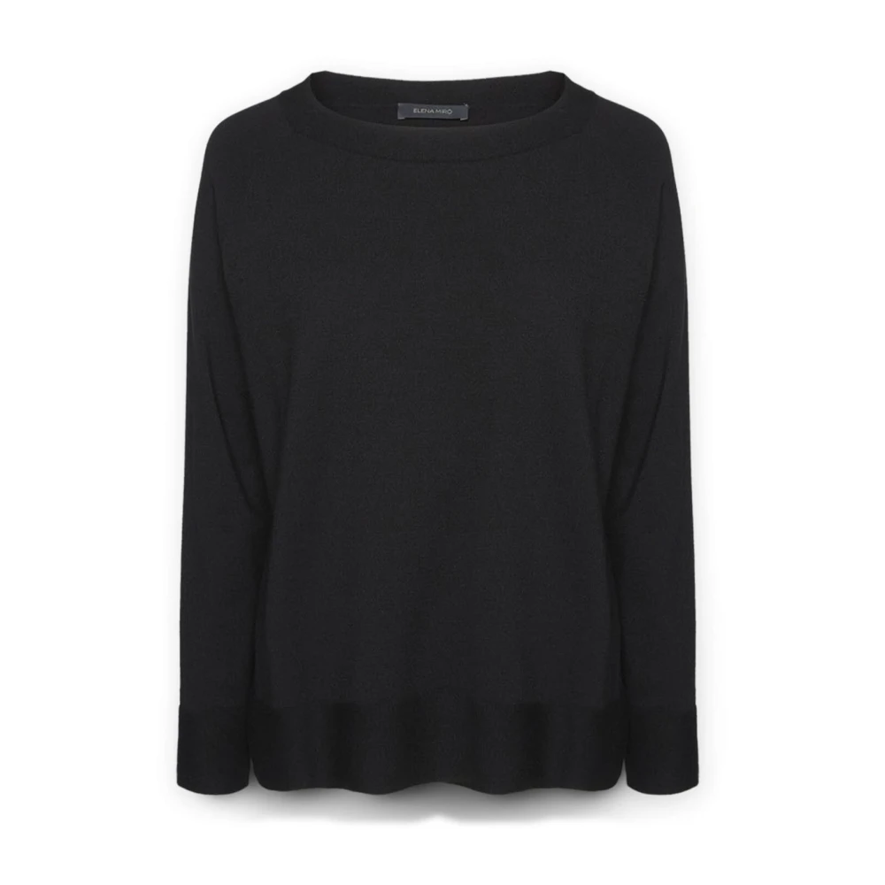 Elena Mirò Donna Nero Maglione Basic Con Scollo A Barca