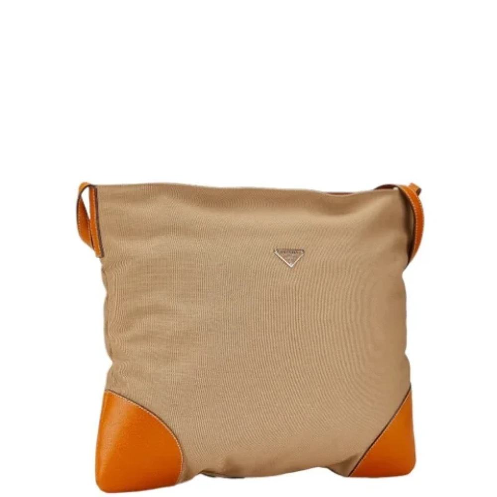 Prada Vintage Pre-owned Canvas prada-bags Beige Dames
