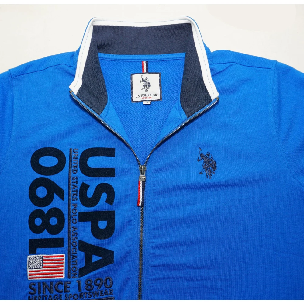 U.s. Polo Assn. Heren Sweatjacket met Rits Stijlvolle Jas Blue Heren