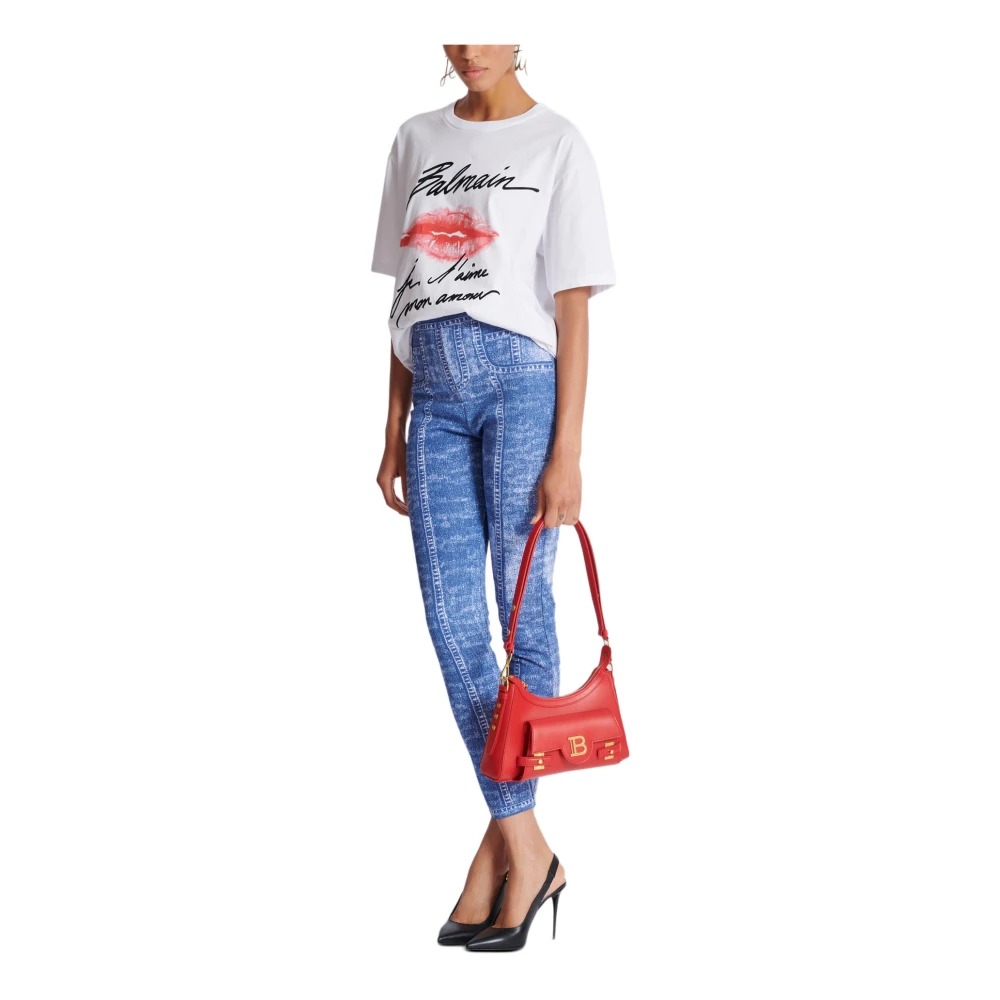 Balmain Kalfsleren B-Buzz Hobo tas Red Dames
