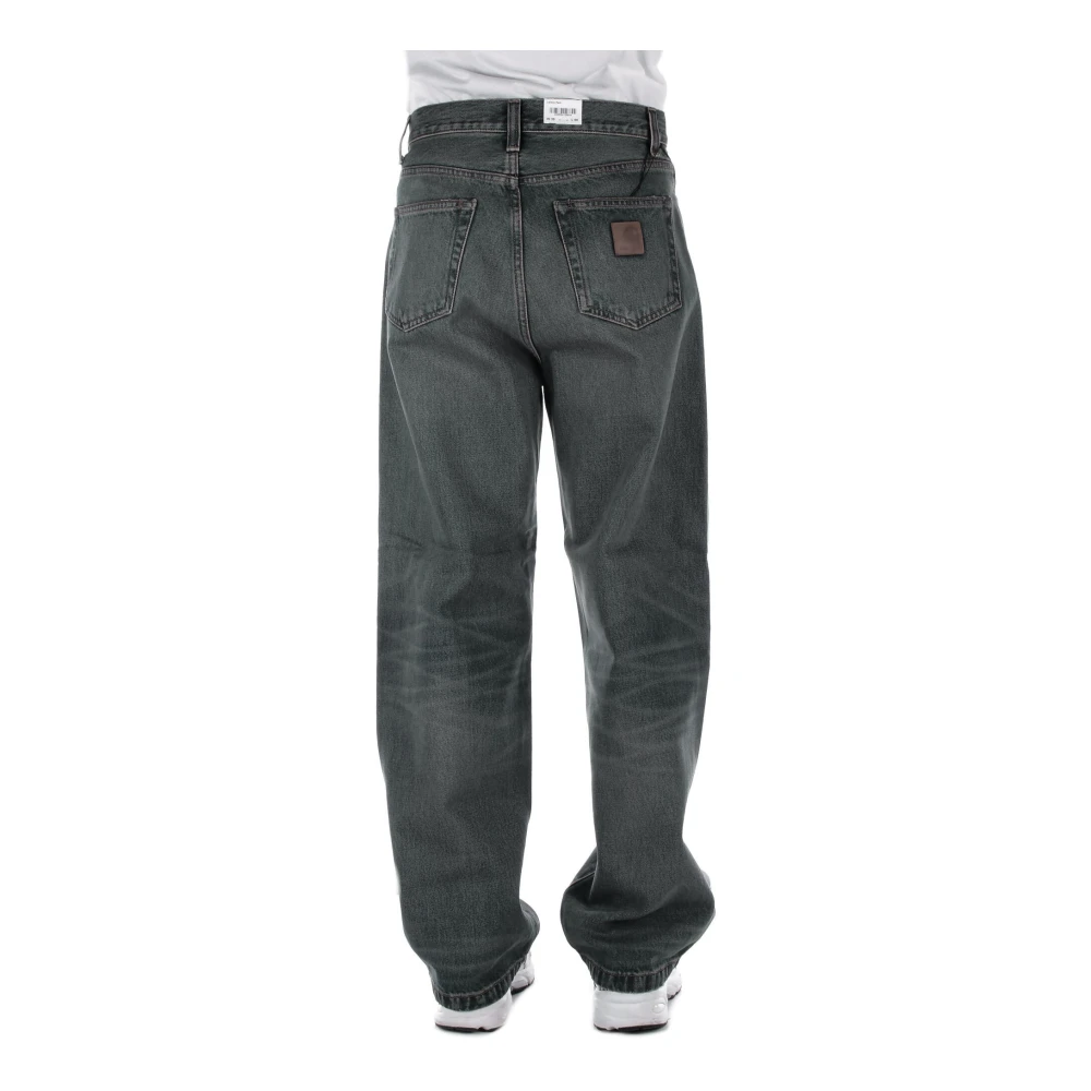 Carhartt WIP Logo Jeans met rits en knoop Black Heren