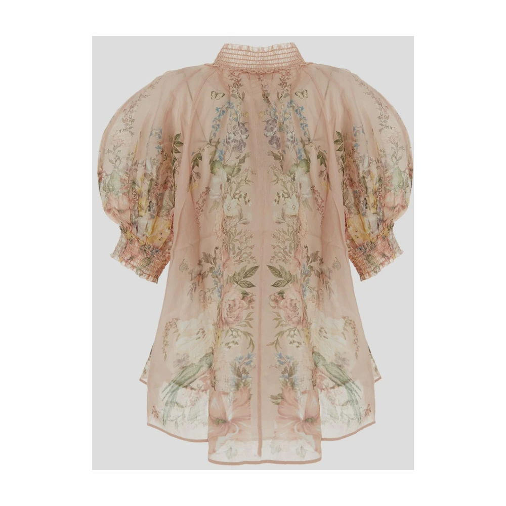 Zimmermann Korte Mouw V-Blouse in Ramie Multicolor Dames