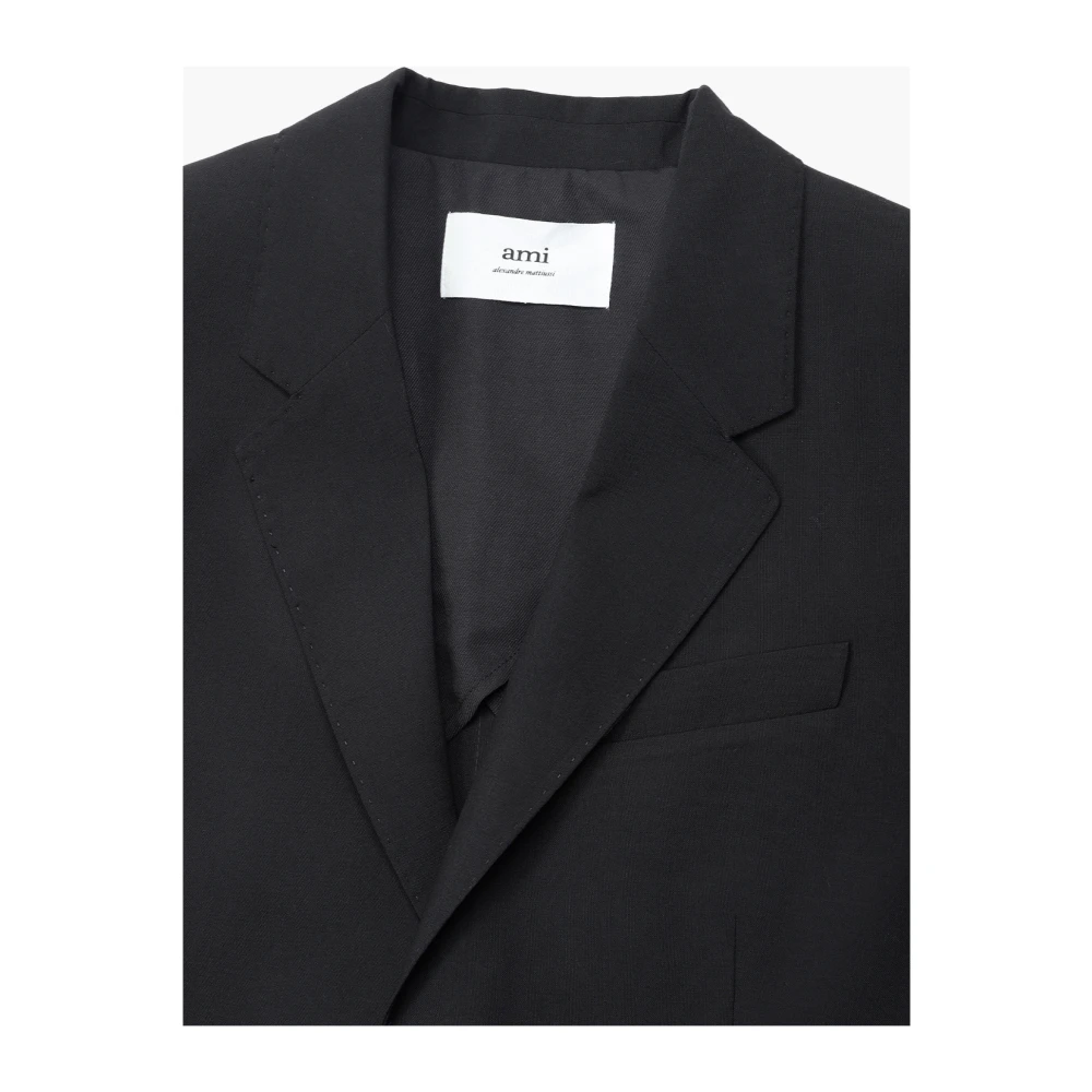 Ami Paris Zwarte wollen viscose jas Black Heren