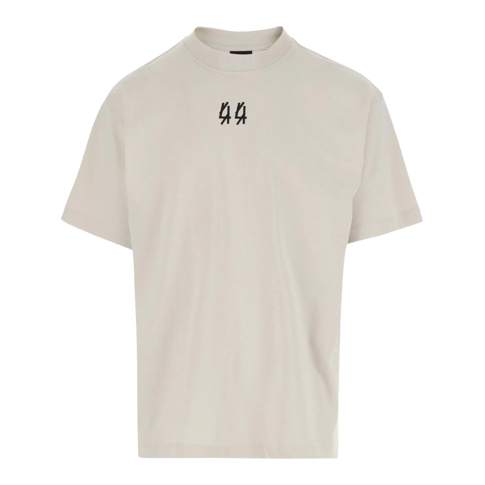 44 Label Group Katoenen T-shirt met Logo Print Beige Heren