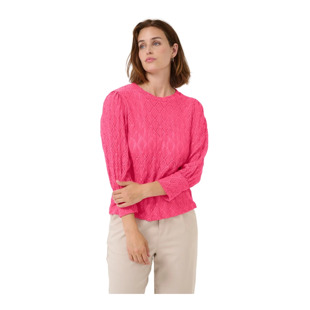 Kaffe Kanten blouse in frambozenkleur Pink Dames