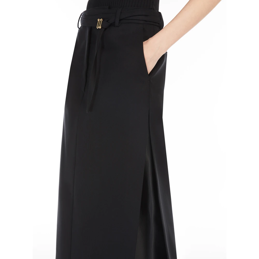 SPORTMAX Zwarte Rok met Dubbele Wikkelriem Black Dames