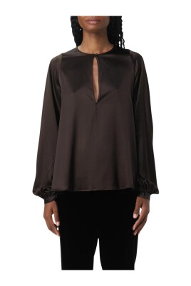 brown-keyhole-neck-blouse
