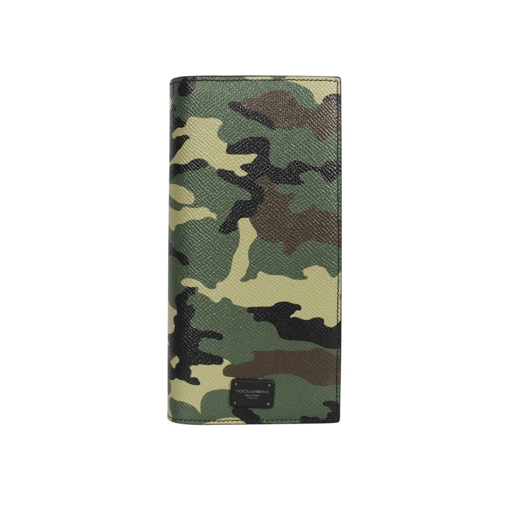 Dolce & Gabbana Camouflage Leren Portemonnee Green Heren