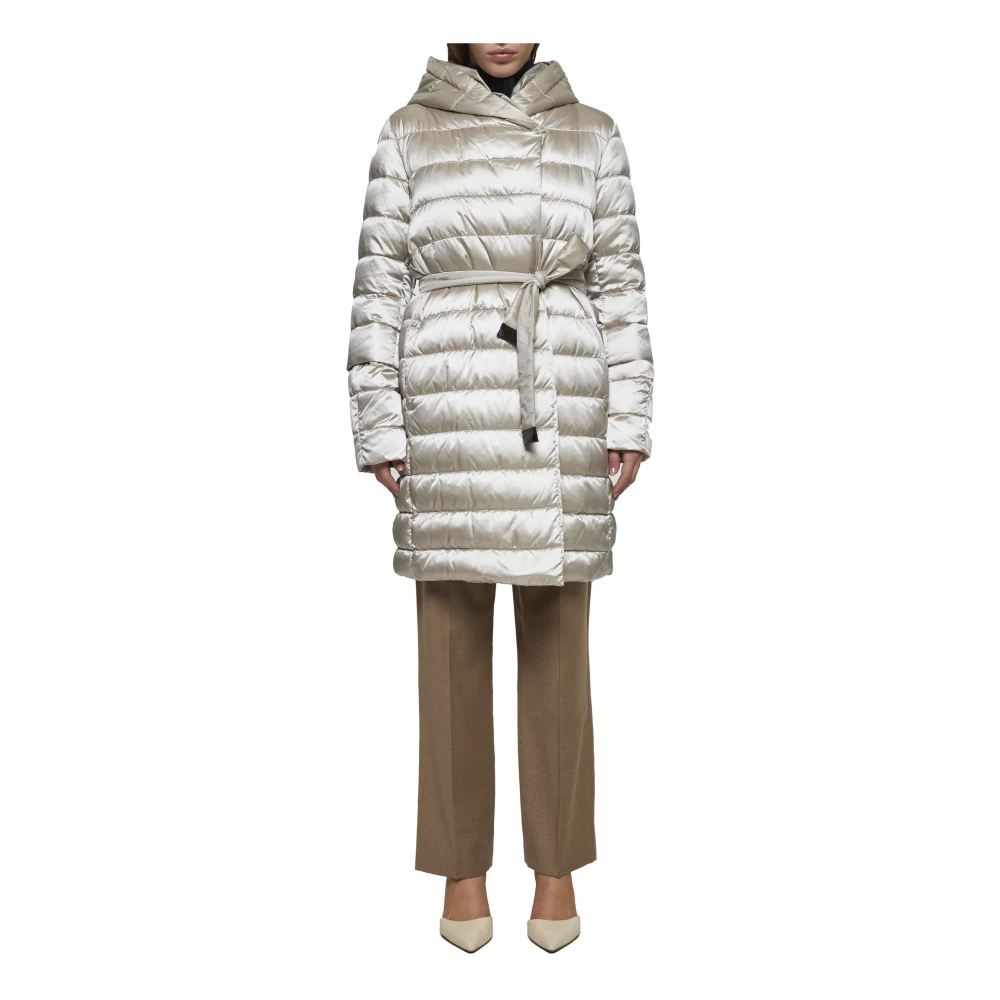 Max Mara Grijze Gewatteerde Donsjas met Capuchon Gray Dames
