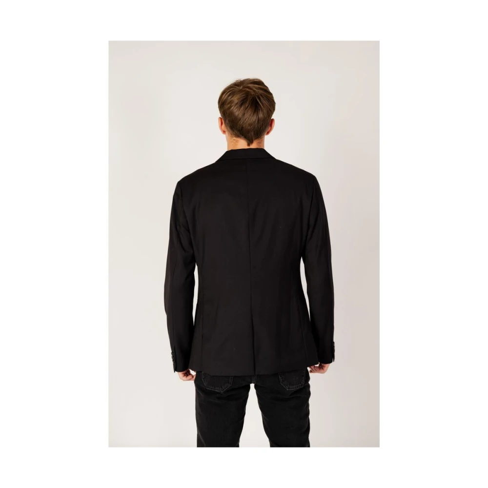 Armani Exchange Zwarte Polyester Blazer Herfst Winter Collectie Black Heren
