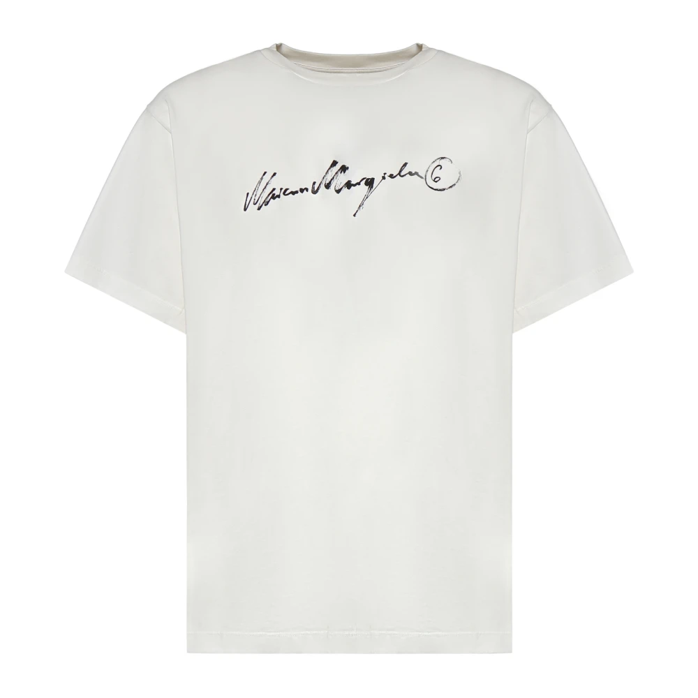 Mm6 Maison Margiela , T-Shirts, Male, White, L, Cotton T-Shirt - Image 4