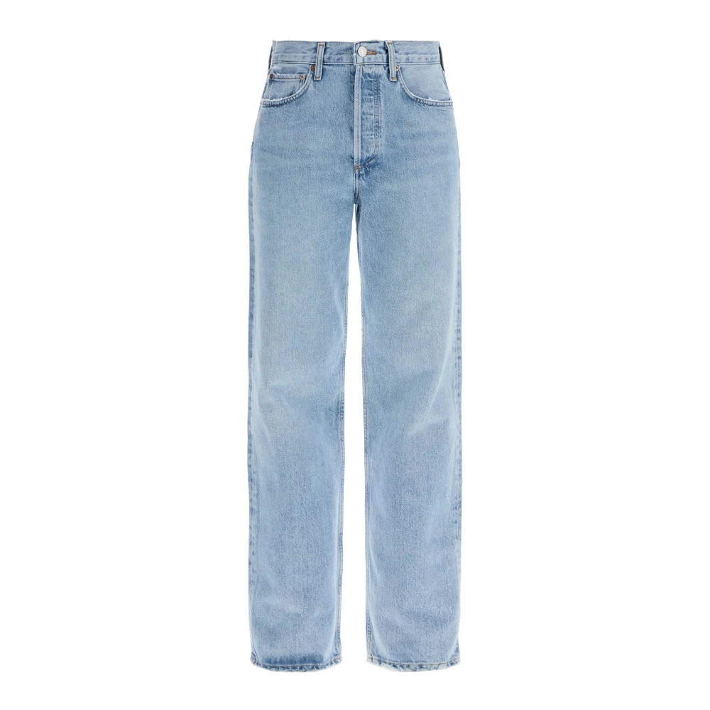 Agolde Slitna höga midja avslappnade raka jeans Blue, Dam