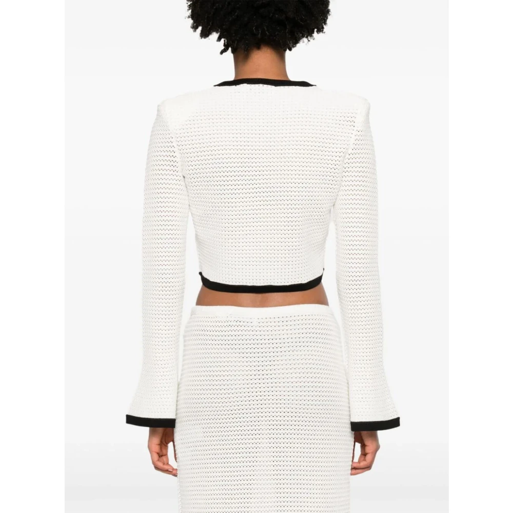 Self Portrait Witte Gehaakte Vest White Dames