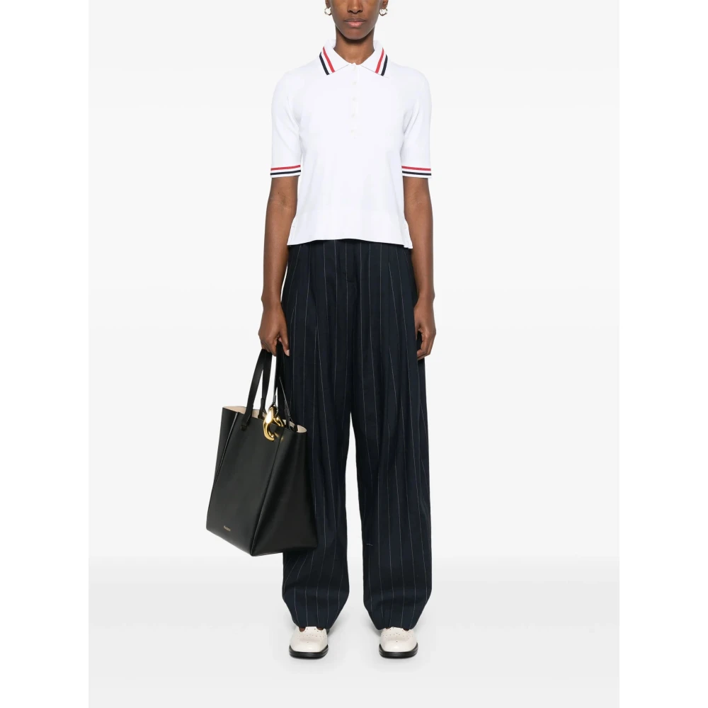 Thom Browne Witte Polo met Tricolor Strepen White Dames