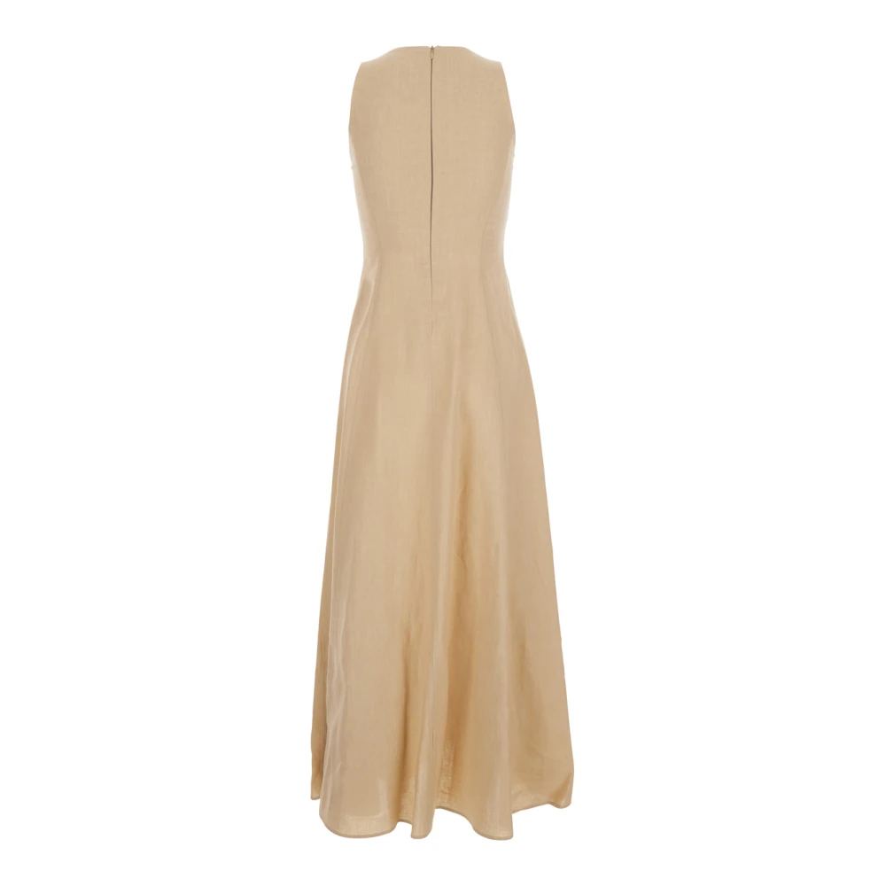 Eleventy Beige Linnen Mouwloze Jurk Vrouw Beige Dames