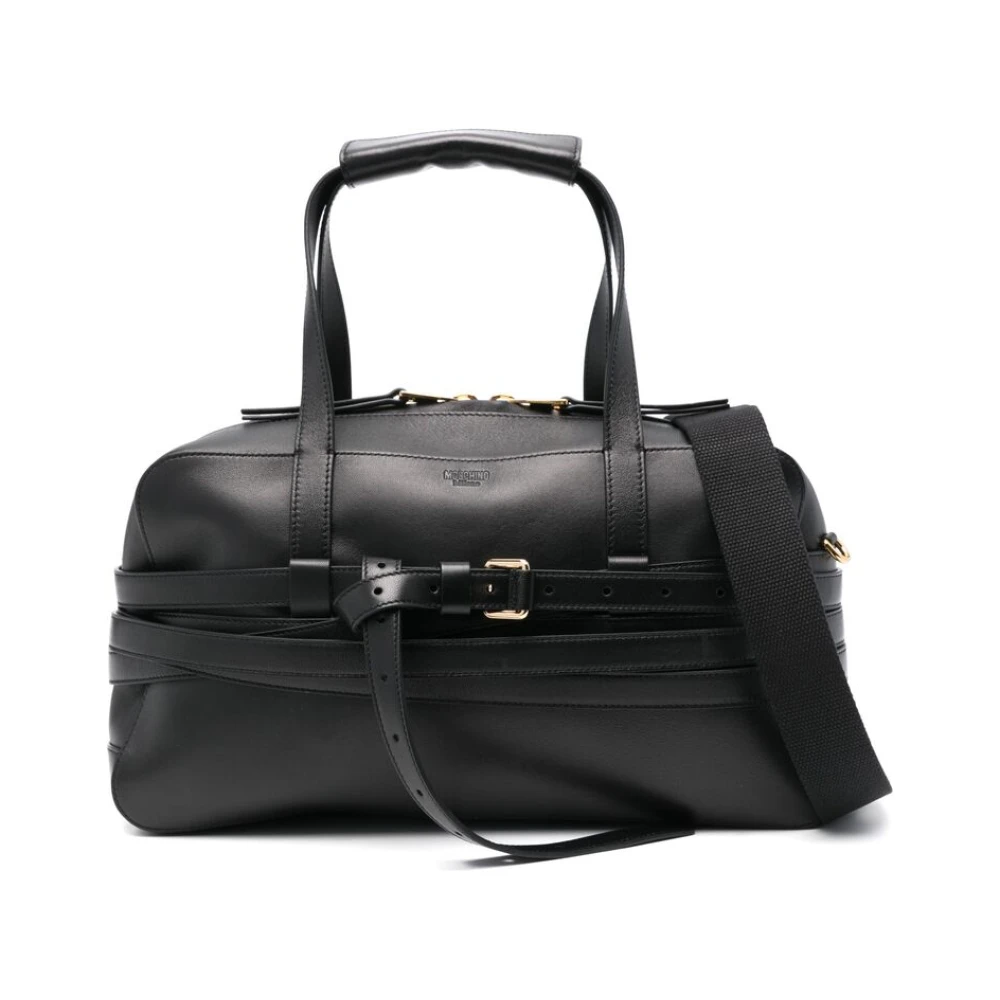 Moschino Zwarte Tweewegrits Handtas Black Dames