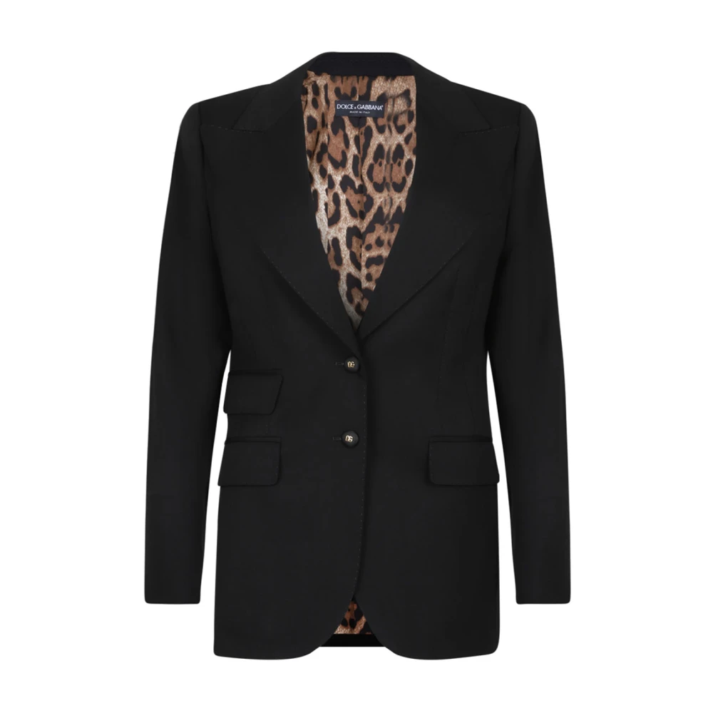Dolce & Gabbana, Blazers, female, Black, M, Turlington Blazer with Peak Lapels