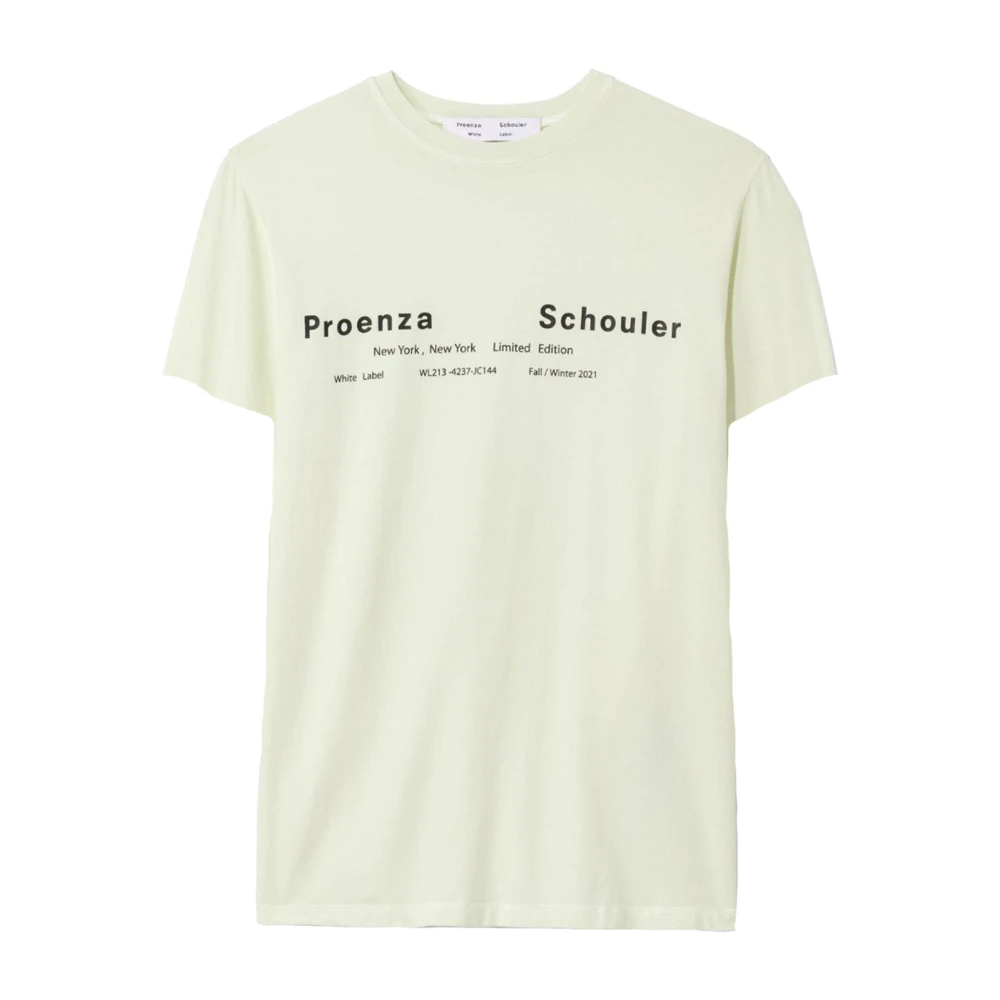 Proenza Schouler Logo-Bedrukt Katoenen T-Shirt Yellow Dames