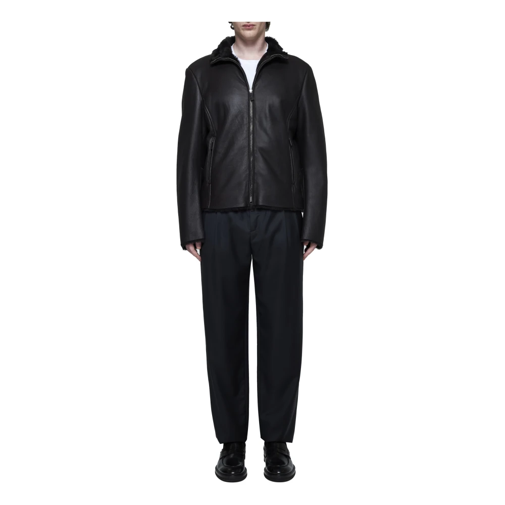 Giorgio Armani Zwarte Wol Kasjmier Broek Black Heren