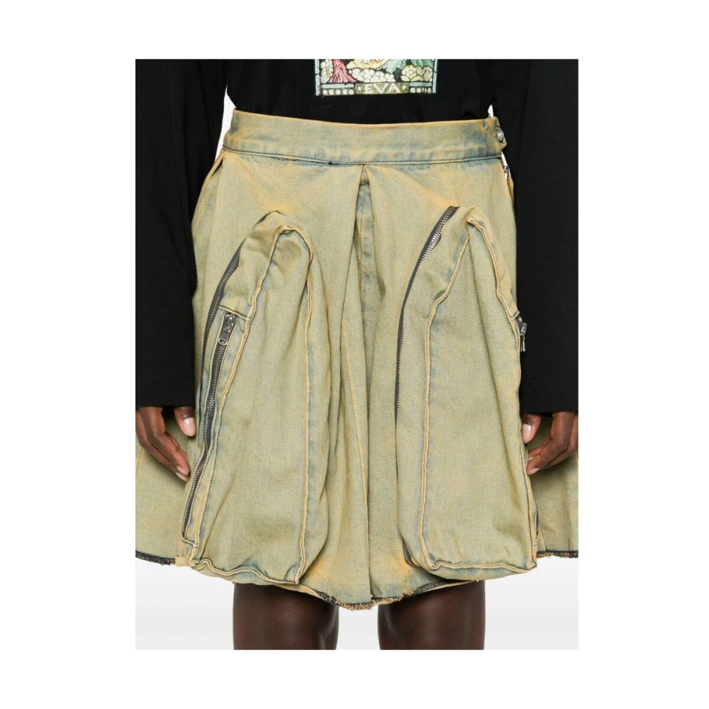Who Decides War Olijfgroene Denim Draped Rok Green Dames