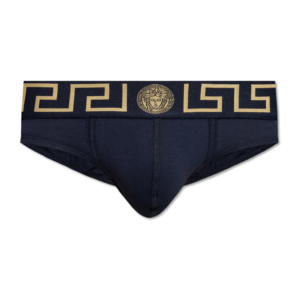 Versace Katoenen slips Blue Heren