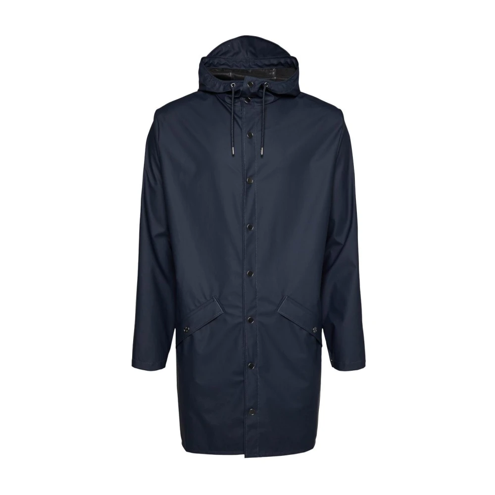 Rains Women's Blue Long Jacket - Rain Jackets - L - Jackets
