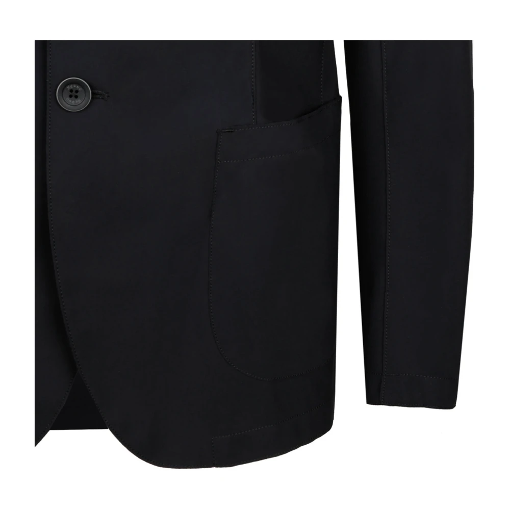 Herno Zwarte Blazer met Reverskraag Black Heren