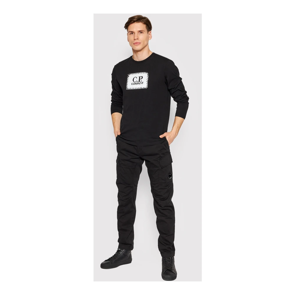 C.P. Company Zwarte Cargo Broek in Stretch Satijn Black Heren
