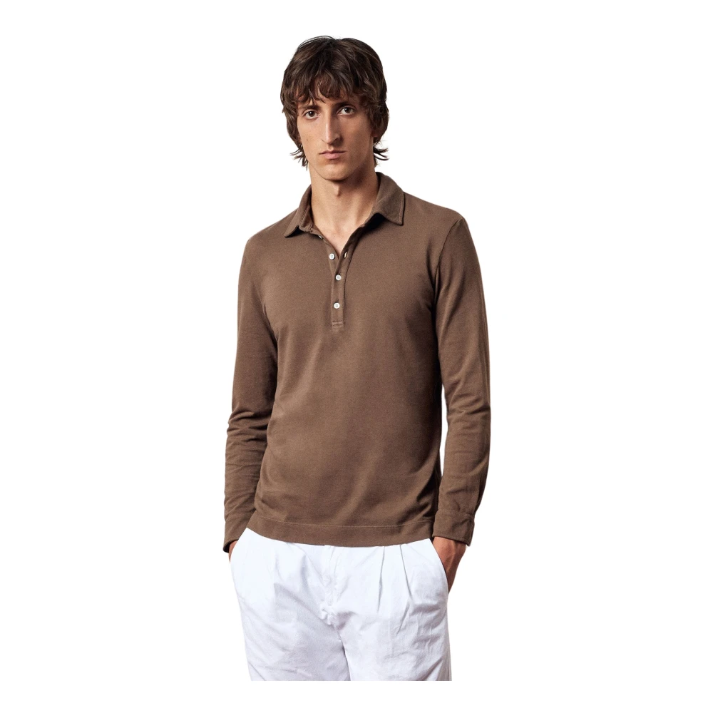 Massimo Alba Raya Polo Shirt met Lange Mouwen Brown Heren