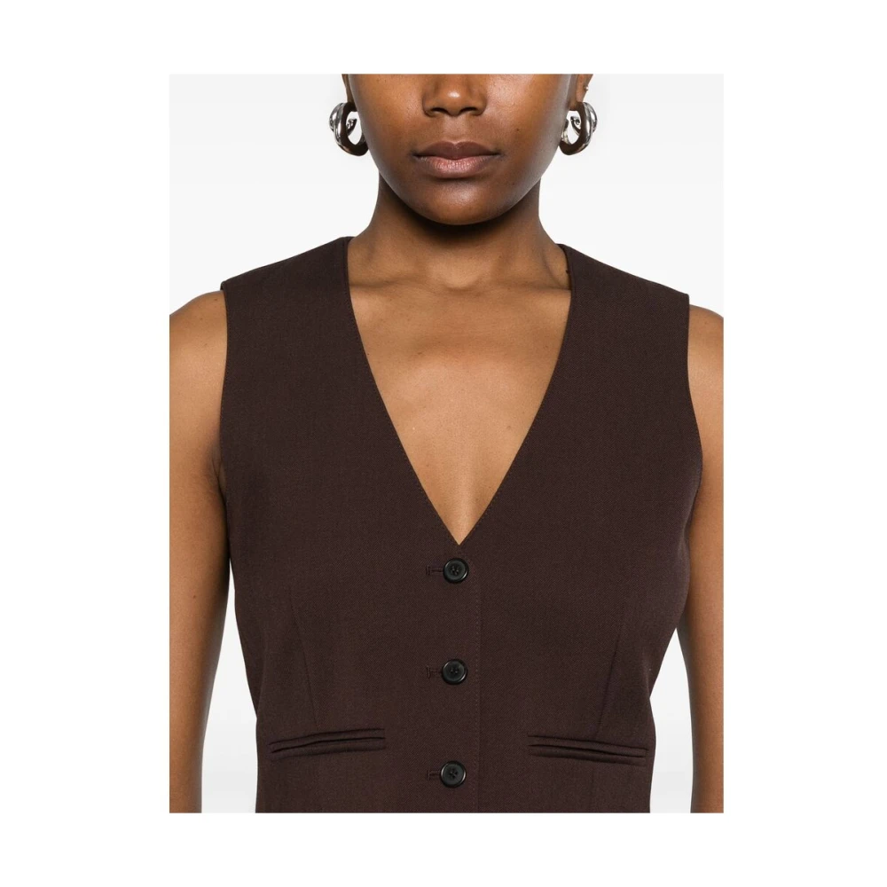 Wardrobe.nyc Bruine Wol V-Hals Mouwloze Jas Brown Dames