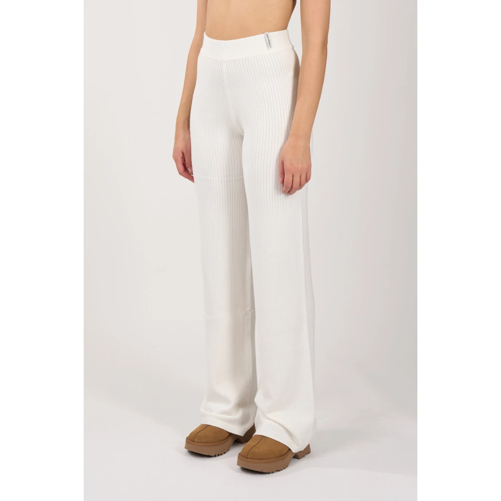 Hinnominate Gebreide wijde pijp broek White Dames