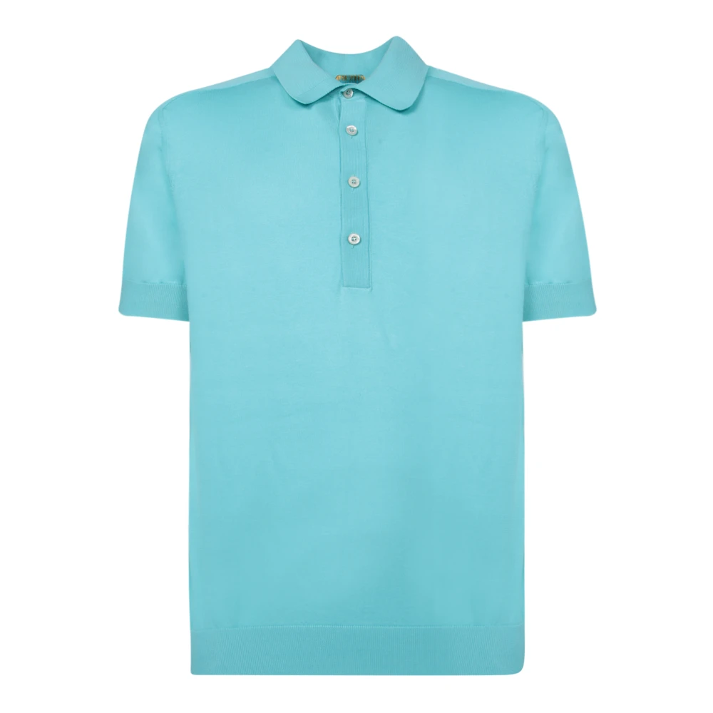 Moorer Turkos Sommar Polo Skjorta Blue, Herr