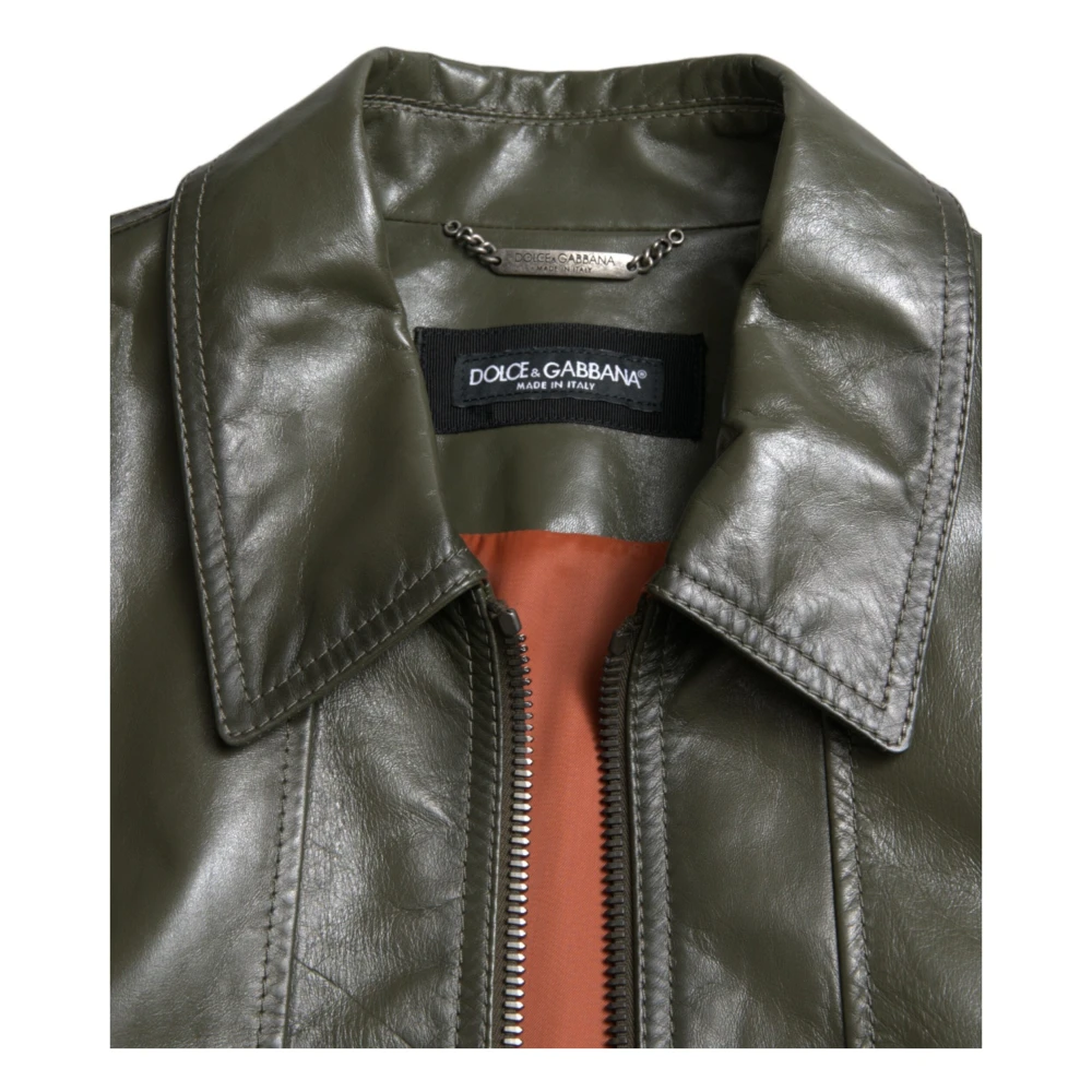 Dolce & Gabbana Leather Jackets Green Heren