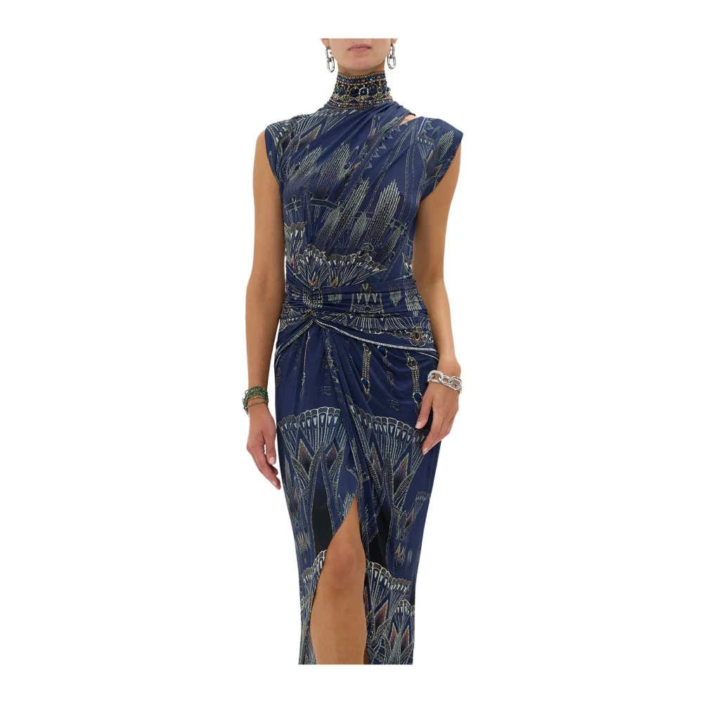 Camilla Jersey Jurk met Verzamelde Colum Blue Dames