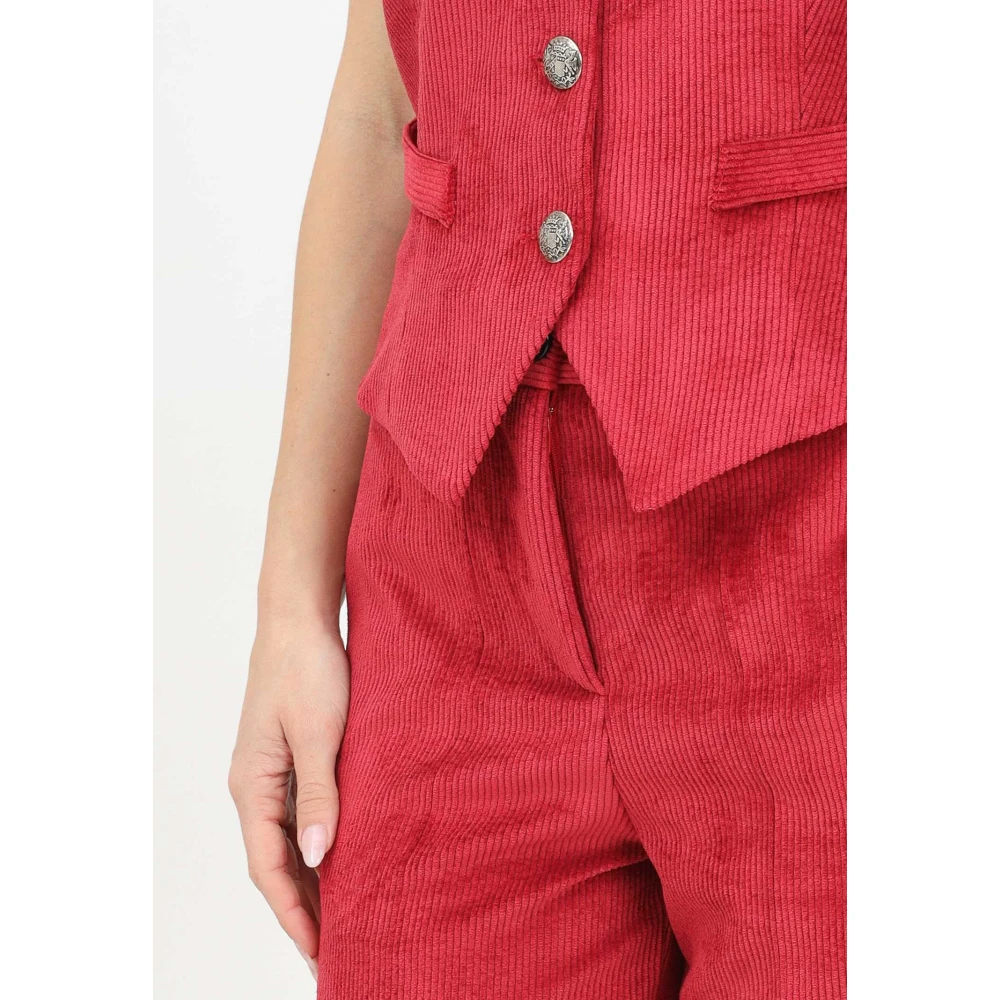 ViCOLO Bordeaux Fluweel Geribbelde Jas Red Dames