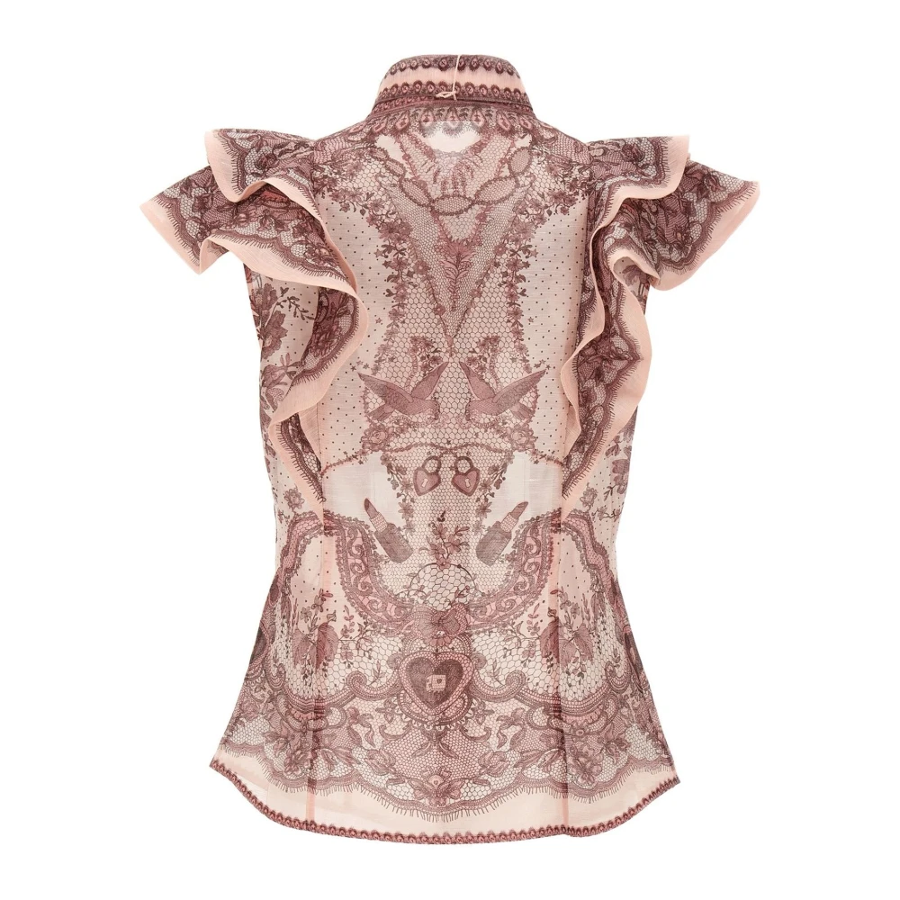 Zimmermann Roze zijden linnen organza blouse Pink Dames